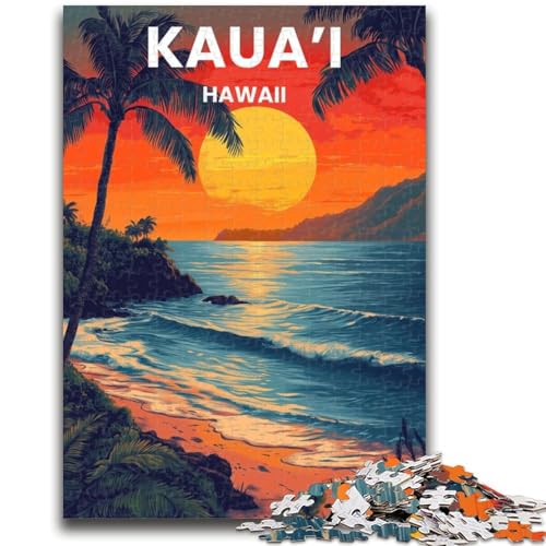 Puzzles für Erwachsene und Jugendliche, Kauai-Hawaii-Illustration, anspruchsvolles Spiel und Lernspiel für die ganze Familie zum Geburtstag, Weihnachten (Größe 50x70cm) von NCVAZHASO