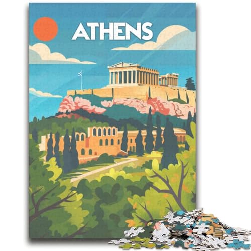 Puzzles für Erwachsene und Jugendliche,1000-teiliges Puzzle,Blick auf die Akropolis von Athen,für 14+,schwierig zu vervollständigen,Aber lustiges und humorvolles Geburtstagsgeschenk (Größe 38x52cm) von NCVAZHASO