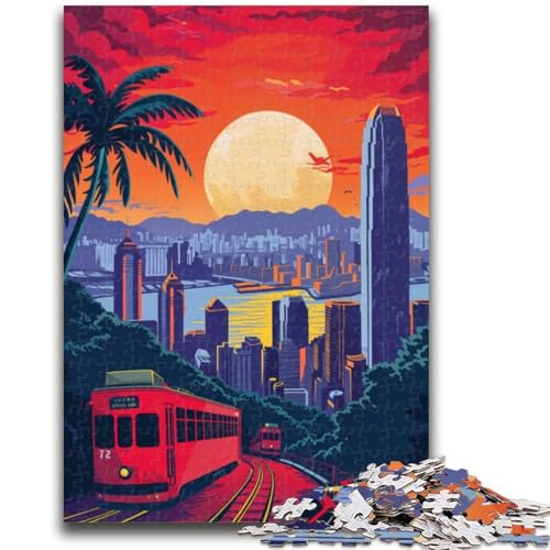 Puzzles für Erwachsene und Jugendliche,1000-teiliges Puzzle Hong Kong Skyline Tram,Lernspiel,Herausforderung,Spielzeug,Wanddekoration,einzigartige Geburtstags (Größe 50x70cm) von NCVAZHASO