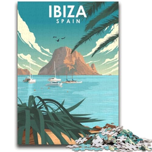 Puzzles für Erwachsene und Teenager, Puzzle Ibiza, Spanien, Vintage-Kunst für ab 14 Jahren, einzigartiges Herausforderungsspiel, Familienspiele, Weihnachts- und Geburtstagsgeschenke (Größe 38x52cm) von NCVAZHASO
