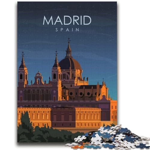 Puzzles für Erwachsene und Teenager, Puzzle Madrid, Spanien bei Nacht, Kunst, anspruchsvolles Spiel und Lernspiel für die ganze Familie zum Geburtstag, Weihnachten (Größe 38x52cm) von NCVAZHASO