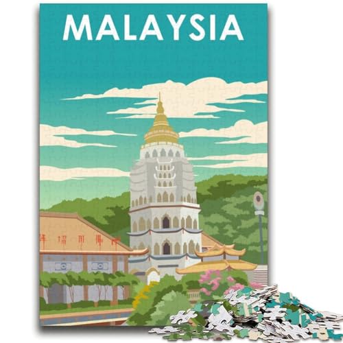 Puzzles für Erwachsene und Teenager, Puzzle Malaysia-Reiseposter, anspruchsvolles Spiel und Lernspiel für die ganze Familie zum Geburtstag, Weihnachten (Größe 38x52cm) von NCVAZHASO