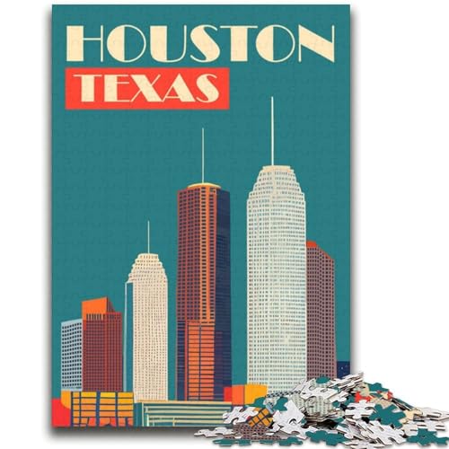 Puzzles für Teenager, 1000 Puzzles, Houston, Texas Trainieren Sie Ihr Gehirn und Ihre Hände Eltern-Kind-Interaktion für Kinder ab 14 Jahren (Größe 38x52cm) von NCVAZHASO
