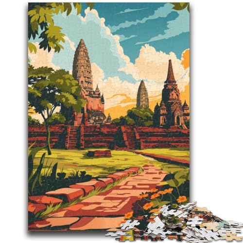 Puzzles für Teenager, 1000 Puzzles, Reiseposter Ayutthaya, Thailand, anspruchsvoll zu vervollständigen, Aber EIN lustiges und humorvolles Geburtstagsgeschenk, Geschenk, Wandkunst (Größe 50x70cm) von NCVAZHASO