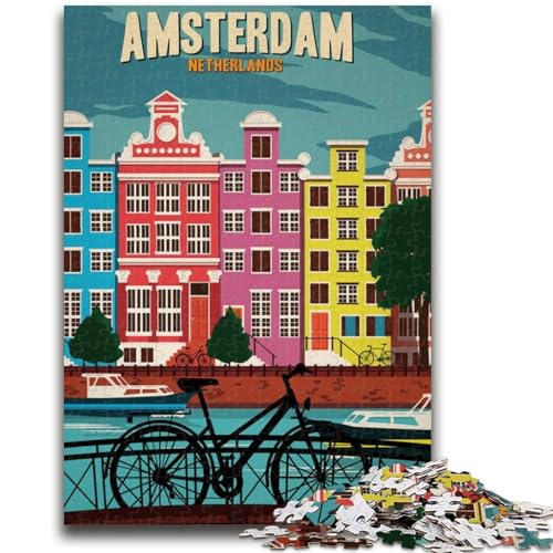 Puzzles für Teenager, 1000 Teile, Amsterdam, anspruchsvolles Spiel und Familienspiel, Wanddekoration, einzigartige Geburtstags (Größe 38x26cm) von NCVAZHASO