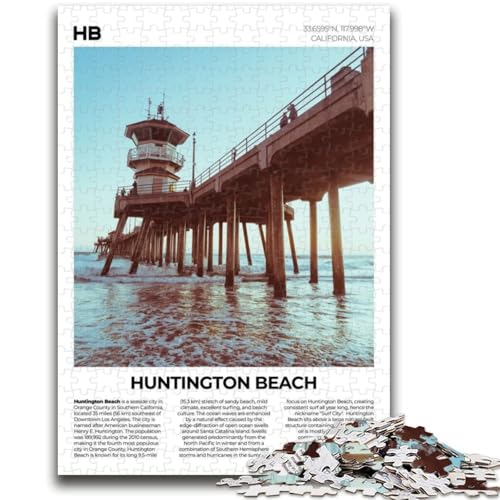Puzzles für Teenager, 1000 Teile, Huntington Beach, helfen dem Gehirn, süchtig machendes Spielzeug zu trainieren, um Geduld zu fördern, Künstlersammlung, bildende Kunst (Größe 38x26cm) von NCVAZHASO