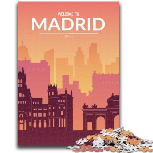 Puzzles für Teenager, 1000-teiliges Puzzle Madrid, Spanien, pädagogisches Spielzeug zum Stressabbau, Eltern-Kind-Interaktion für Kinder ab 14 Jahren (Größe 50x70cm) von NCVAZHASO