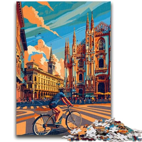 Puzzles für Teenager, 1000-teiliges Puzzle Radfahren in Mailand, pädagogisches Spielzeug zum Stressabbau, Eltern-Kind-Interaktion für Kinder ab 14 Jahren (Größe 38x26cm) von NCVAZHASO