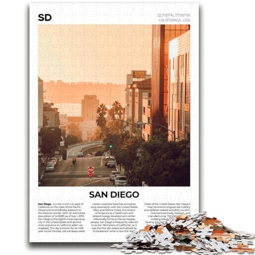 Puzzles für Teenager, 1000-teiliges Puzzle San Diego, anspruchsvolles Spiel und Familienspiel, Wanddekoration, einzigartige Geburtstags (Größe 38x52cm) von NCVAZHASO