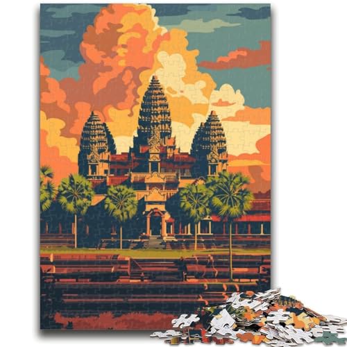 Puzzles für Teenager,1000-teiliges Puzzle,Sonnenuntergang am Angkor Wat-Tempel,anspruchsvolles Spiel und Familienspiel,Wanddekoration,einzigartige Geburtstags (Größe 38x26cm) von NCVAZHASO