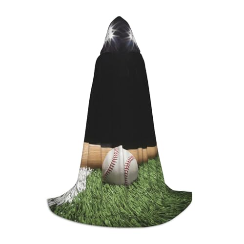 NDDCEDEW Baseball-Sportfeld-Druck, Kapuzenumhang für Jugendliche, bodenlanger Kapuzenumhang von NDDCEDEW