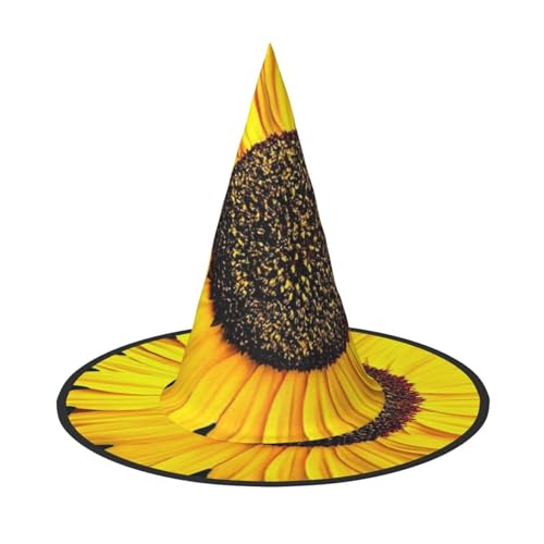 NDDCEDEW Blüte Sonnenblume Druck Halloween Hüte Hexe Zauberer Hüte für Feste Cosplay von NDDCEDEW