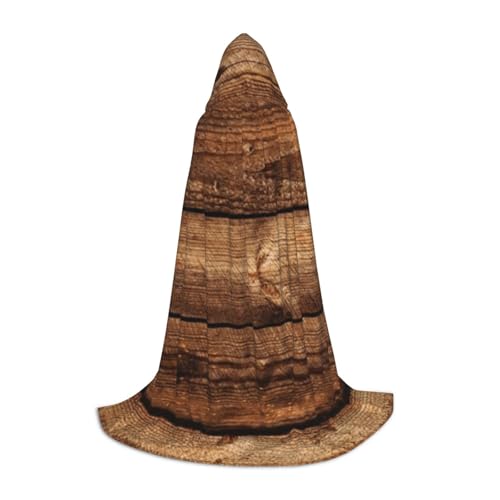 NDDCEDEW Brauner Kapuzenumhang mit Holzdruck, für Teenager, bodenlanger Kapuzenumhang von NDDCEDEW