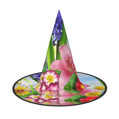 NDDCEDEW Bunte Blumen- und Schmetterlings-Druck, Halloween-Hüte, Hexen-Zauberer-Hüte für Feste, Cosplay NDDCEDEW Bunte Blumen- und Schmetterlings-Druck, Halloween-Hüte, Hexen-Zauberer-Hüte für Feste, Cosplay von NDDCEDEW