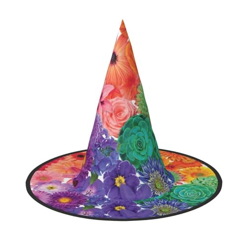 NDDCEDEW Halloween-Hüte mit Regenbogen-Blumen-Druck, Hexen-Zauberer-Hüte für Feste, Cosplay NDDCEDEW Halloween-Hüte mit Regenbogen-Blumen-Druck, Hexen-Zauberer-Hüte für Feste, Cosplay von NDDCEDEW