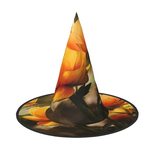 NDDCEDEW Halloween-Hüte mit gelbem Blumen- und Schmetterlings-Druck, Hexen-Zauberer-Hüte für Feste, Cosplay NDDCEDEW Halloween-Hüte mit gelbem Blumen- und Schmetterlings-Druck, Hexen-Zauberer-Hüte für Feste, Cosplay von NDDCEDEW