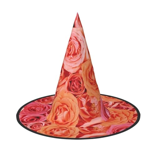 NDDCEDEW Halloween-Hüte mit orangefarbenem Rosen-Druck, Hexen-Zauberer-Hüte für Feste, Cosplay NDDCEDEW Halloween-Hüte mit orangefarbenem Rosen-Druck, Hexen-Zauberer-Hüte für Feste, Cosplay von NDDCEDEW