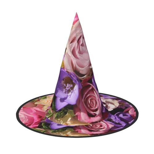 NDDCEDEW Halloween-Hüte mit rosa und violetten Blumen, Hexen-Zauberer-Hüte für Feste, Cosplay NDDCEDEW Halloween-Hüte mit rosa und violetten Blumen, Hexen-Zauberer-Hüte für Feste, Cosplay von NDDCEDEW