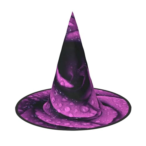 NDDCEDEW Halloween-Hüte mit violettem Rosen-Druck, Hexen-Zauberer-Hüte für Feste, Cosplay NDDCEDEW Halloween-Hüte mit violettem Rosen-Druck, Hexen-Zauberer-Hüte für Feste, Cosplay von NDDCEDEW