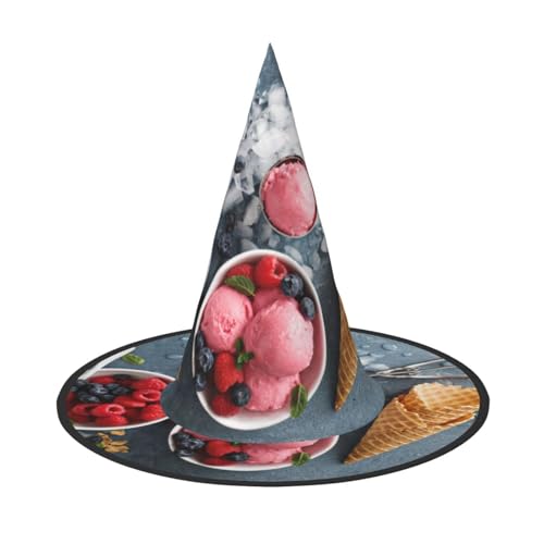 NDDCEDEW Himbeer-Eiscreme-Druck, Halloween-Hüte, Hexen-Zauberer-Hüte für Feste, Cosplay NDDCEDEW Himbeer-Eiscreme-Druck, Halloween-Hüte, Hexen-Zauberer-Hüte für Feste, Cosplay von NDDCEDEW
