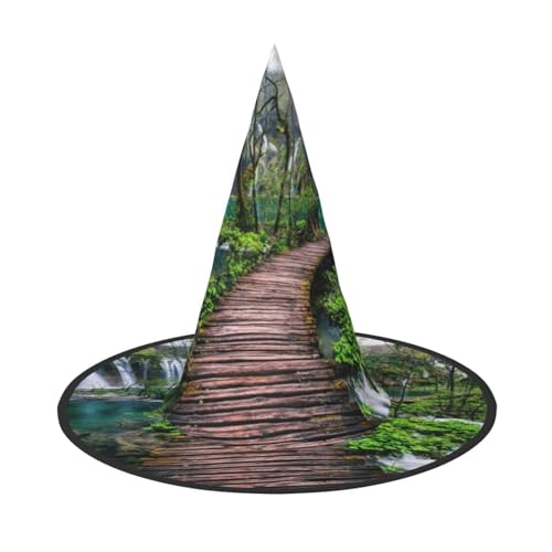NDDCEDEW Holzbrücke Druck Halloween Hüte Hexe Zauberer Hüte für Feste Cosplay NDDCEDEW Holzbrücke Druck Halloween Hüte Hexe Zauberer Hüte für Feste Cosplay von NDDCEDEW
