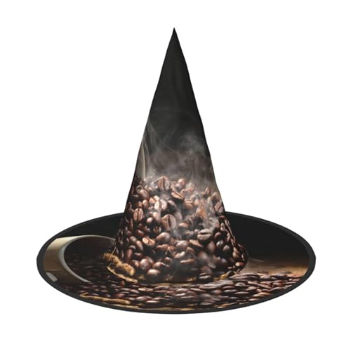NDDCEDEW Kaffeebohnen Druck Halloween Hüte Hexe Zauberer Hüte für Festlichkeiten Cosplay NDDCEDEW Kaffeebohnen Druck Halloween Hüte Hexe Zauberer Hüte für Festlichkeiten Cosplay von NDDCEDEW