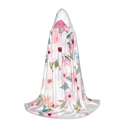 NDDCEDEW Kapuzenumhang mit Blumenmuster und Flamingo-Druck, für Teenager, bodenlanger Kapuzenumhang von NDDCEDEW