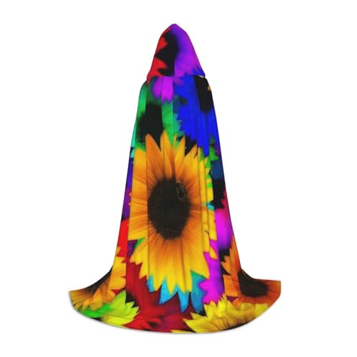 NDDCEDEW Kapuzenumhang mit Regenbogen-Sonnenblumen-Druck, für Teenager, bodenlanger Kapuzenumhang NDDCEDEW Kapuzenumhang mit Regenbogen-Sonnenblumen-Druck, für Teenager, bodenlanger Kapuzenumhang von NDDCEDEW