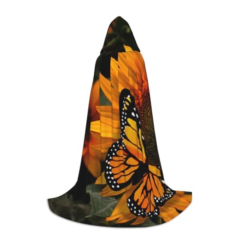 NDDCEDEW Kapuzenumhang mit Sonnenblume und Schmetterlingsdruck, für Teenager, bodenlanger Kapuzenumhang NDDCEDEW Kapuzenumhang mit Sonnenblume und Schmetterlingsdruck, für Teenager, bodenlanger Kapuzenumhang von NDDCEDEW