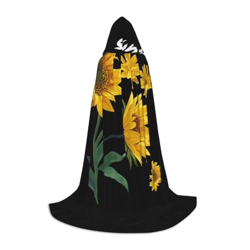 NDDCEDEW Kapuzenumhang mit Sonnenblumen-Motiv, schwarzer Hintergrund, für Teenager, bodenlang, Kapuzenumhang NDDCEDEW Kapuzenumhang mit Sonnenblumen-Motiv, schwarzer Hintergrund, für Teenager, bodenlang, Kapuzenumhang von NDDCEDEW