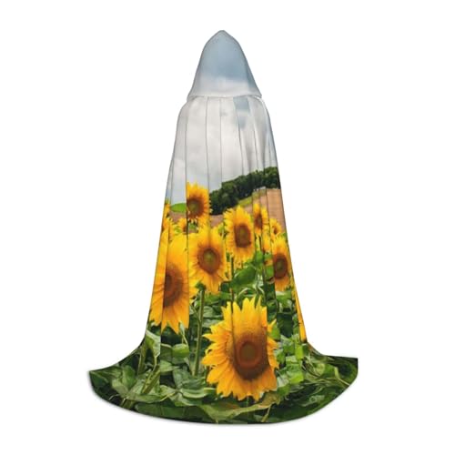 NDDCEDEW Kapuzenumhang mit Sonnenblumenfelddruck, für Teenager, bodenlanger Kapuzenumhang von NDDCEDEW