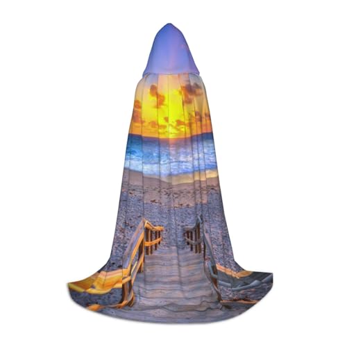 NDDCEDEW Kapuzenumhang mit Sonnenuntergang und Strandaufdruck, für Teenager, bodenlanger Kapuzenumhang NDDCEDEW Kapuzenumhang mit Sonnenuntergang und Strandaufdruck, für Teenager, bodenlanger Kapuzenumhang von NDDCEDEW