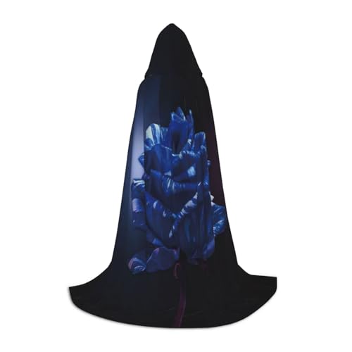 NDDCEDEW Kapuzenumhang mit blauem Rosen-Druck, für Teenager, bodenlanger Kapuzenumhang von NDDCEDEW
