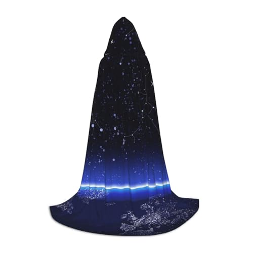 NDDCEDEW Kapuzenumhang mit blauem Sternbild, Galaxie-Druck, für Teenager, bodenlanger Kapuzenumhang von NDDCEDEW