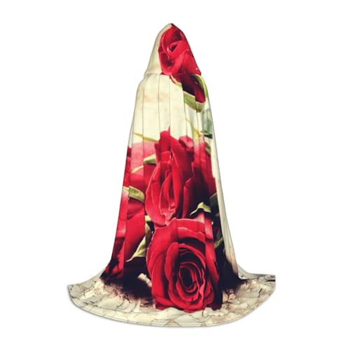 NDDCEDEW Kapuzenumhang mit roter Rose und Blumendruck, für Teenager, bodenlanger Kapuzenumhang NDDCEDEW Kapuzenumhang mit roter Rose und Blumendruck, für Teenager, bodenlanger Kapuzenumhang von NDDCEDEW