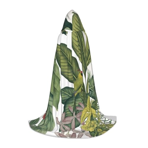 NDDCEDEW Kapuzenumhang mit tropischem Blumenblatt und Papageien-Druck, für Teenager, bodenlanger Kapuzenumhang NDDCEDEW Kapuzenumhang mit tropischem Blumenblatt und Papageien-Druck, für Teenager, bodenlanger Kapuzenumhang von NDDCEDEW