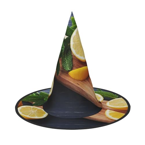 NDDCEDEW Kunst-Zitronenmuster-Druck, Halloween-Hüte, Hexen-Zauberer-Hüte für Feste, Cosplay NDDCEDEW Kunst-Zitronenmuster-Druck, Halloween-Hüte, Hexen-Zauberer-Hüte für Feste, Cosplay von NDDCEDEW