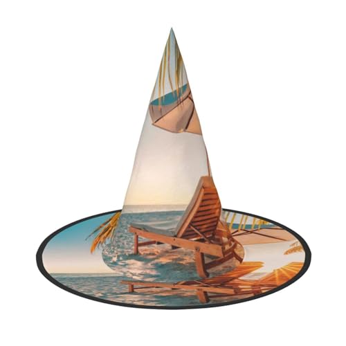 NDDCEDEW Liegestühle am Strand im Sommer, bedruckt, Halloween-Hüte, Hexen-Zauberer-Hüte für Feste, Cosplay NDDCEDEW Liegestühle am Strand im Sommer, bedruckt, Halloween-Hüte, Hexen-Zauberer-Hüte für Feste, Cosplay von NDDCEDEW