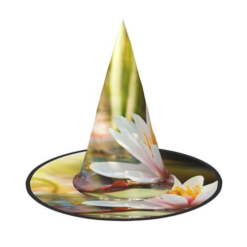 NDDCEDEW Lotusblüten Druck Halloween Hüte Hexe Zauberer Hüte für Festlichkeiten Cosplay NDDCEDEW Lotusblüten Druck Halloween Hüte Hexe Zauberer Hüte für Festlichkeiten Cosplay von NDDCEDEW