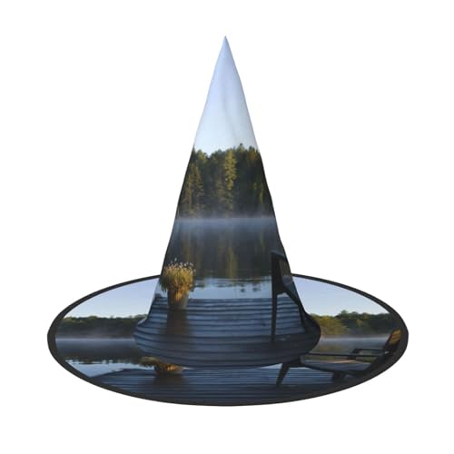NDDCEDEW Morning At The Lake Print Halloween Hats Witch Wizard Hats For Festivities Cosplay von NDDCEDEW