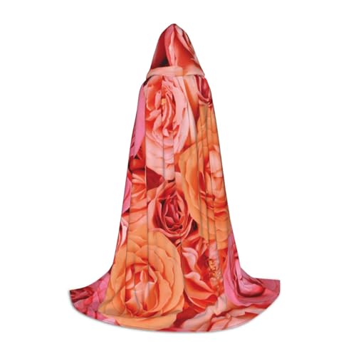 NDDCEDEW Oranger Rosen-Druck, Kapuzenumhang für Teenager, bodenlanger Kapuzenumhang NDDCEDEW Oranger Rosen-Druck, Kapuzenumhang für Teenager, bodenlanger Kapuzenumhang von NDDCEDEW