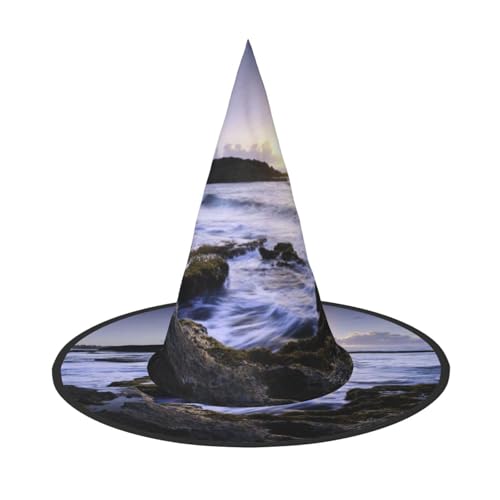 NDDCEDEW Puerto Rico Beach Print Halloween Hüte Hexe Zauberer Hüte für Festlichkeiten Cosplay von NDDCEDEW
