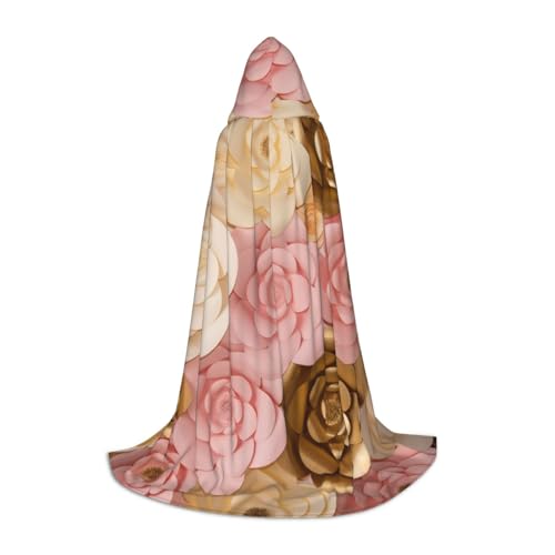 NDDCEDEW Rosa Weiß Gold Blumen Druck Kapuzenumhang für Teenager Bodenlang Kapuzenumhang NDDCEDEW Rosa Weiß Gold Blumen Druck Kapuzenumhang für Teenager Bodenlang Kapuzenumhang von NDDCEDEW