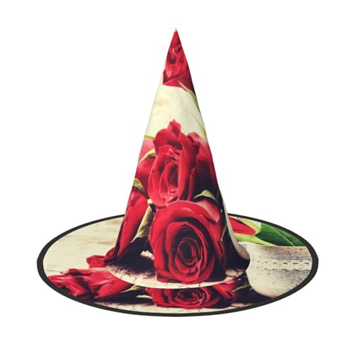 NDDCEDEW Rote Rose Blumen Druck Halloween Hüte Hexe Zauberer Hüte für Feste Cosplay NDDCEDEW Rote Rose Blumen Druck Halloween Hüte Hexe Zauberer Hüte für Feste Cosplay von NDDCEDEW