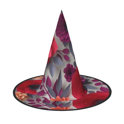 NDDCEDEW Rote rosa Blumen Druck Halloween Hüte Hexe Zauberer Hüte für Feste Cosplay NDDCEDEW Rote rosa Blumen Druck Halloween Hüte Hexe Zauberer Hüte für Feste Cosplay von NDDCEDEW