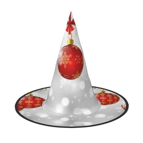 NDDCEDEW Roter Ball, Weihnachtsdruck, Halloween-Hüte, Hexe, Zauberer-Hüte für Feste, Cosplay von NDDCEDEW