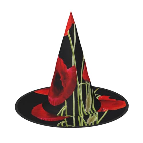 NDDCEDEW Roter Blumendruck Halloween Hüte Hexe Zauberer Hüte für Feste Cosplay NDDCEDEW Roter Blumendruck Halloween Hüte Hexe Zauberer Hüte für Feste Cosplay von NDDCEDEW