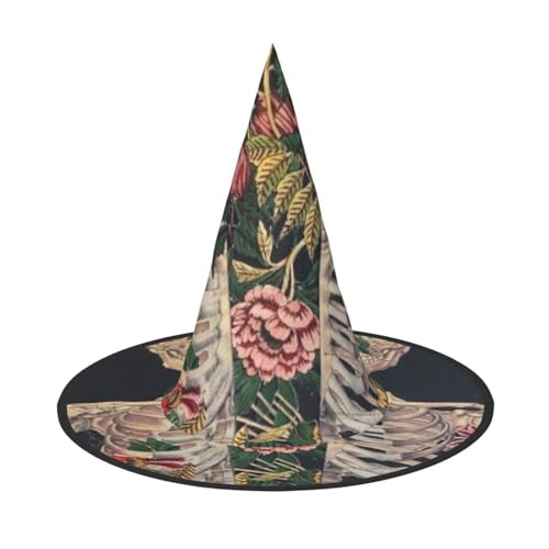 NDDCEDEW Skelett-Schädel mit Blumendruck, Halloween-Hüte, Hexen-Zauberer-Hüte für Feste, Cosplay NDDCEDEW Skelett-Schädel mit Blumendruck, Halloween-Hüte, Hexen-Zauberer-Hüte für Feste, Cosplay von NDDCEDEW