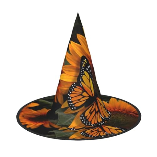 NDDCEDEW Sonnenblume mit Schmetterlings-Aufdruck, Halloween-Hüte, Hexen-Zauberer-Hüte für Feste, Cosplay NDDCEDEW Sonnenblume mit Schmetterlings-Aufdruck, Halloween-Hüte, Hexen-Zauberer-Hüte für Feste, Cosplay von NDDCEDEW