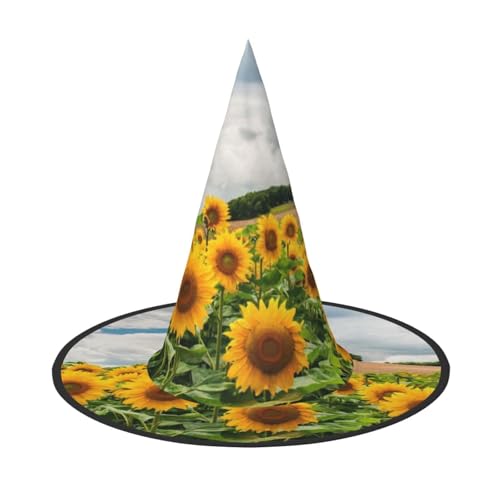 NDDCEDEW Sonnenblumenfelddruck Halloween Hüte Hexe Zauberer Hüte für Feste Cosplay NDDCEDEW Sonnenblumenfelddruck Halloween Hüte Hexe Zauberer Hüte für Feste Cosplay von NDDCEDEW